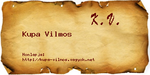 Kupa Vilmos névjegykártya